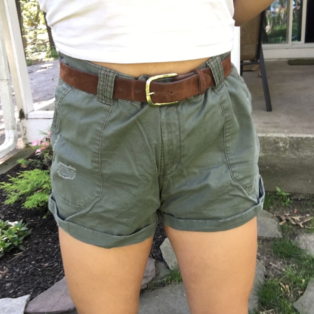 Army green cargo shorts